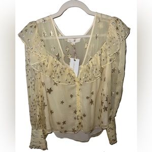 BRAND NEW W TAGS LOVESHACKFANCY LT361-506 Harleigh Top Sunflower Color